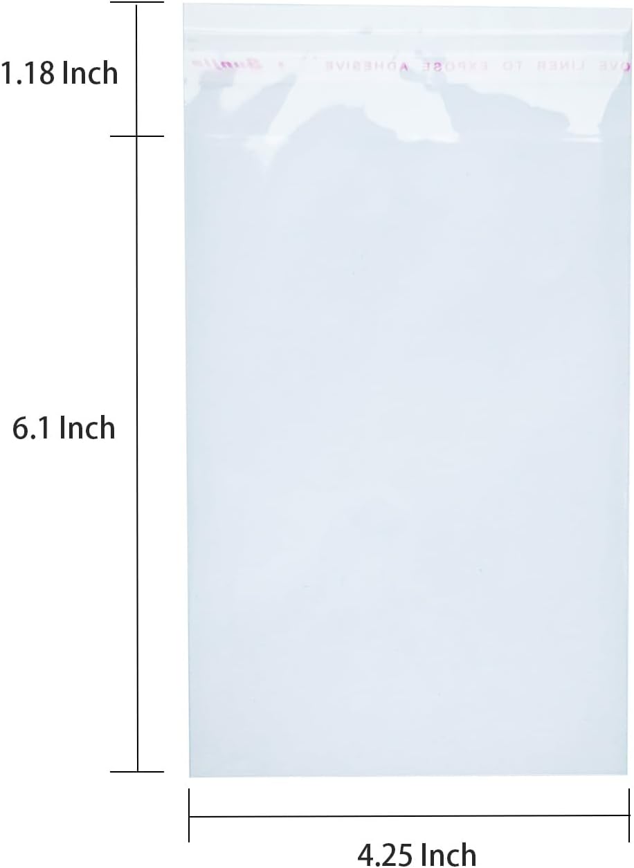 Delatanus 200 PCS 4 x 6 Inch Clear Cellophane Cello Bags Thick 1.6-Mil Fits 4X6 Prints Photos Cards Candy Treats Cookie Clear Plastic Sleeves