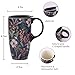 DUSVALLY Ceramic Coffee Mug Gift for Home & Office, 17oz. Porcelain Latte Travel Cup with Lid and Color Box, Blue Flower Art Tea Mug with Handle, 6.5