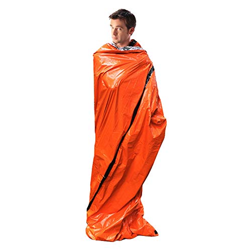 Lot de 2 abris d'urgence imperméables et chauds pour dormir en plein air, premiers secours, équipement de camping, isolation et sauvetage SOS