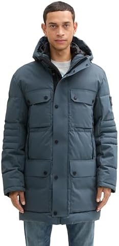 TOM TAILOR Herren Hybrid Parka mit aufgesetzten Taschen,29999 - Black, L