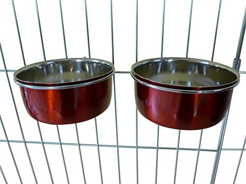 Ellie-Bo Pair of Dog Bowls For Crates, Cages or Pens and 3 Sizes (0.9Ltr Medium, Purple)