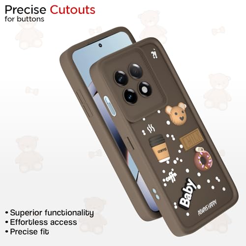 Image of Pikkme Back Cover for OnePlus 11R 5G | Cute Fun Cartoon 3D Bear Silicone Full Body Protection Bumper Cover (Brown)