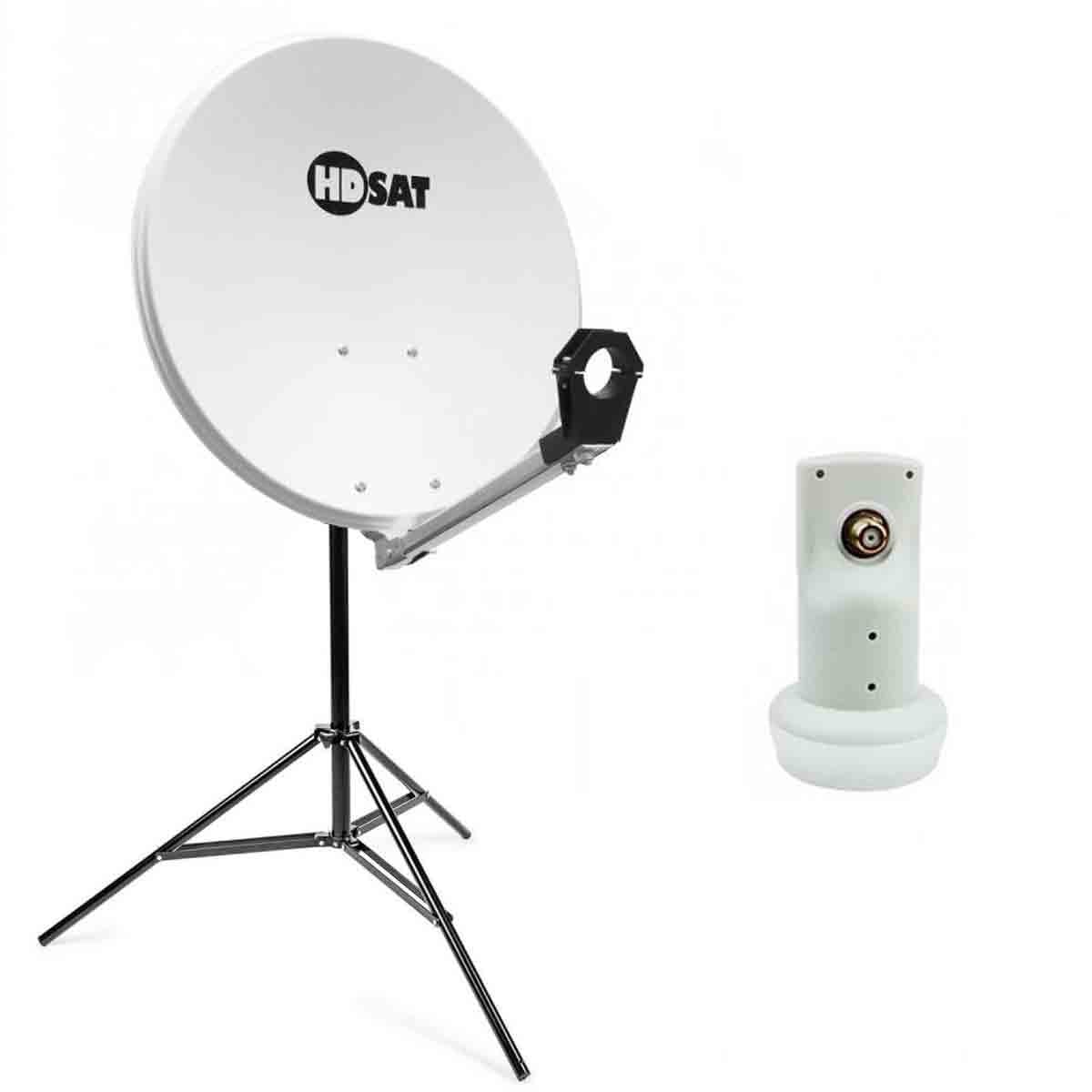 Pack Parabole Satellite Acier 65cm + LNB Single HD + Trepied Alu Extensible