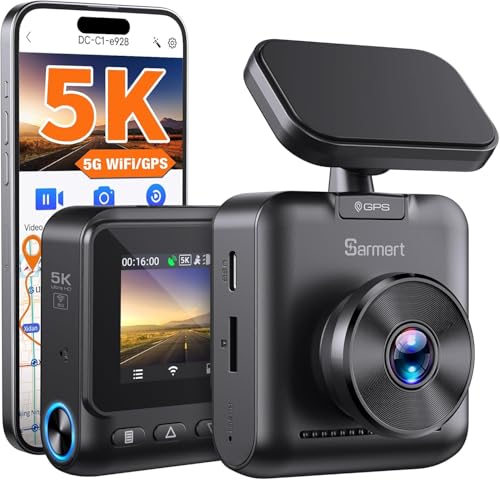 5K Dash Cam, Sarmert Car Camera Dashcam Built-in GPS 5G WiFi, 5K 4K UHD with APP, 2' IPS Screen Dash...