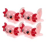 BUGUUYO 4個 水槽のウーパールーパーの飾り 樹脂製の魚のフィギュア マイクロ風景の魚の装飾 光る魚の像 ドールハウスの動物フィギュア 妖精の庭の飾り 暗闇で光る魚の置物 海の動物の飾り か