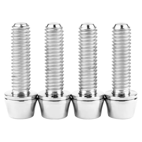 Wanyifa Titanium M6x16 18 20 25mm Hex Tapered Head for Bicycle Crank Brake Fixed Upgrade Screw Pack of 4 (Silver, M6x20mm)