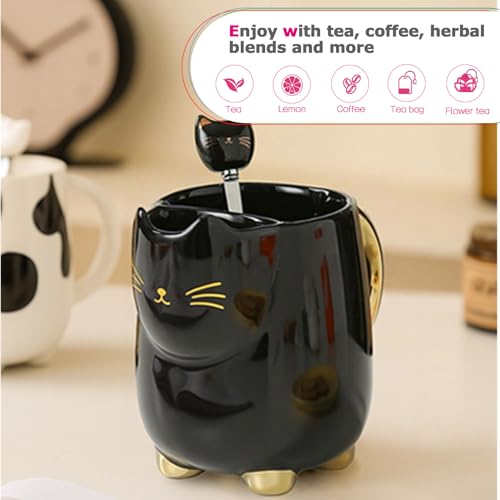 Mug de Cerámica con Diseño de Gato 17oz Negro miniatura 5