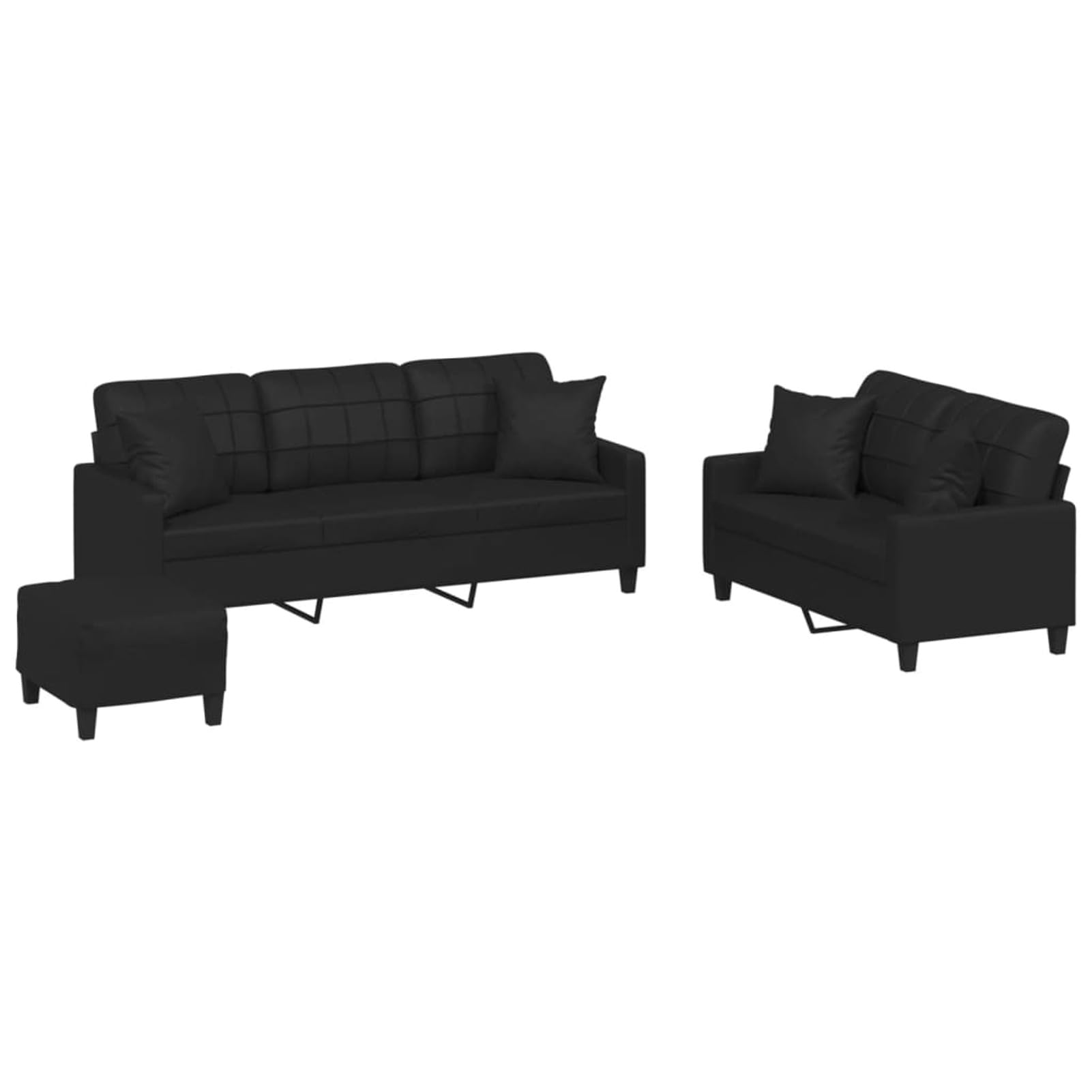 Gecheer Set di Divani 3 pz con Cuscini Nero in Similpelle,Divani da Soggiorno,Divano Imbottito,Divano ad Angolo,Divano per Soggiorno/Ufficio Moderno Sofà Divanetto,P3201393