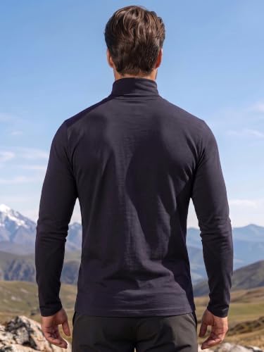 Image of CHKOKKO Winter Wear Cotton Plain Full Sleeve Turtle Neck Regular Fit T Shirt For Men