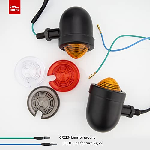 Kicry Motorcycle Turn Signal Lights Led Smd Universal Bullet Style Amber Blinker 2 Wire With Lens For Cruisers Street Bike Cafe Racer Compatible With Suzuki Yamaha Kawasaki Harley Davidson Honda #TOP2