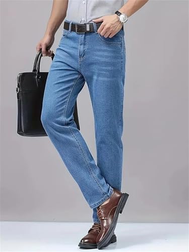 Men's Jeans Stretch Straight Denim Pants Loose Casual Long Trousers Classic Business Comfortable Fit2