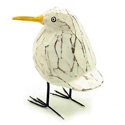 Pájaro blanco de madera pequeña gaviota decorativa de madera (con patas)