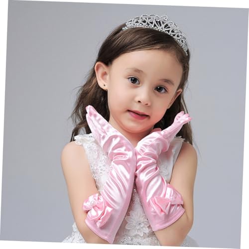 Guantes largos de comunión y boda infantil complemento de satén para vestidos de gala 7