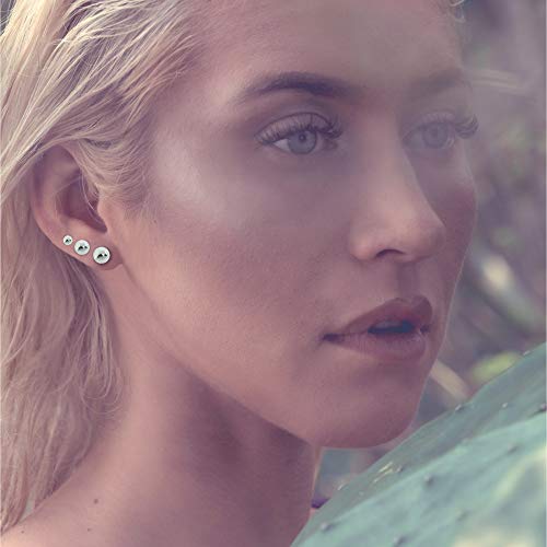 3 Pair Set Of Sterling Silver Round Ball Stud Earrings, Includes 5Mm-7Mm (Sterling-Silver) #TOP1