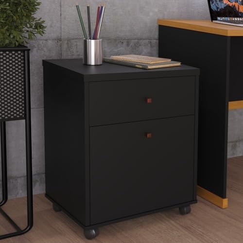 VIA NOSSA - Gaveteiro Arquivo Office MDP Rodízio Berlin Cor:Preto...