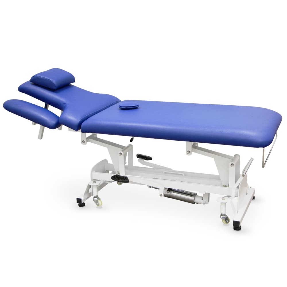 QUIRUMED Camilla hidráulica Fisioterapia, Pro, 2 cuerpos, Reposabrazos Regulables, Estructura de Acero Reforzado, 186 x 70, Ruedas escamoteables, Color Blanco, hasta 180 kg