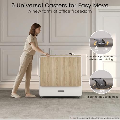Image of ModernMate 3-in-1 Folding Desk & File Cabinet with 4 Drawers, Power Outlet