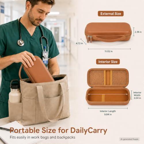 Image of ALKOO Stethoscope Case for 3M Littmann Classic III /Cardiology IV, Tan | for MDF Acoustica Stethoscopes, for Nurses, Doctors, Nursing School Essentials, Students, Clinic, EMS, Travel, Hard Bag Only