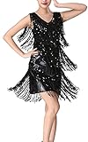 Sequins Tassel Dance Dress for Ladies Sleeveless Glitter Fringe Latin Ballroom Dresses 1920s Sequin Charleston Flapper Dance Dresses Black