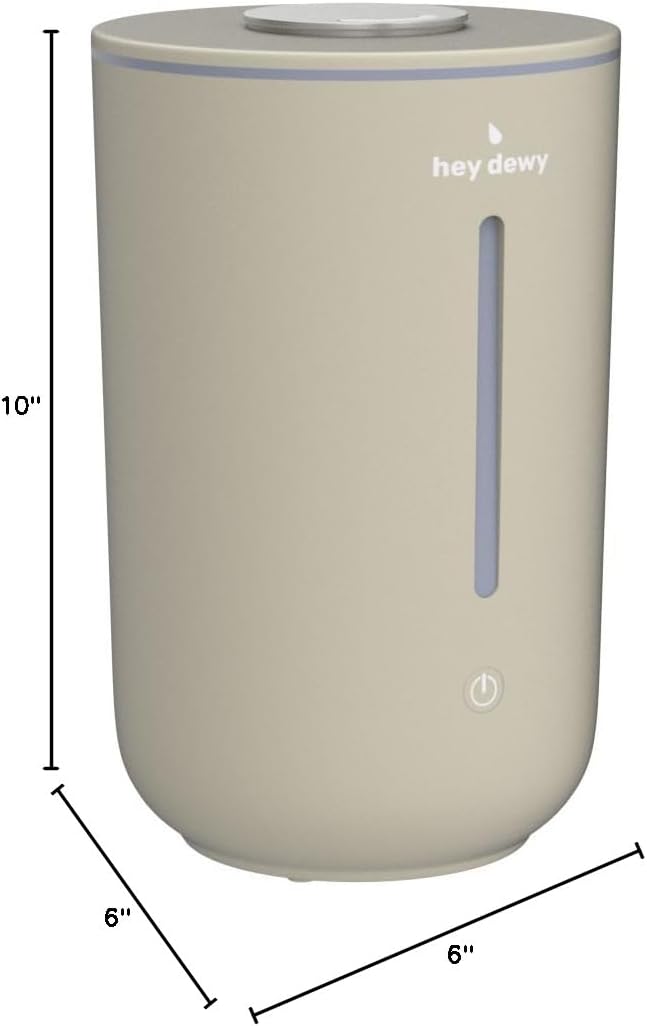 Hey Dewy Wellness Humidifier - for home, office, bathroom spa, or bedroom, with cool utrasonic mist hydration (Sand)