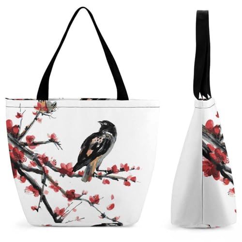 Sac à main oiseau fleur pour femme | Sac à bandoulière grand format