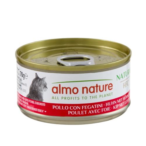 Almo Nature HFC Natural Nassfutter für ausgewachsene Katzen, Huhn und Leber, 24 Packungen à 70 g