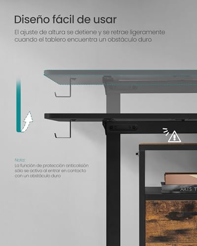 Miniatura 6 de Songmics Escritorio Eléctrico, Regulable En Altura, 140 X 60 Cm, Regulación Continua, 4 Alturas De Memoria, Negro Tinta Lsd134b01