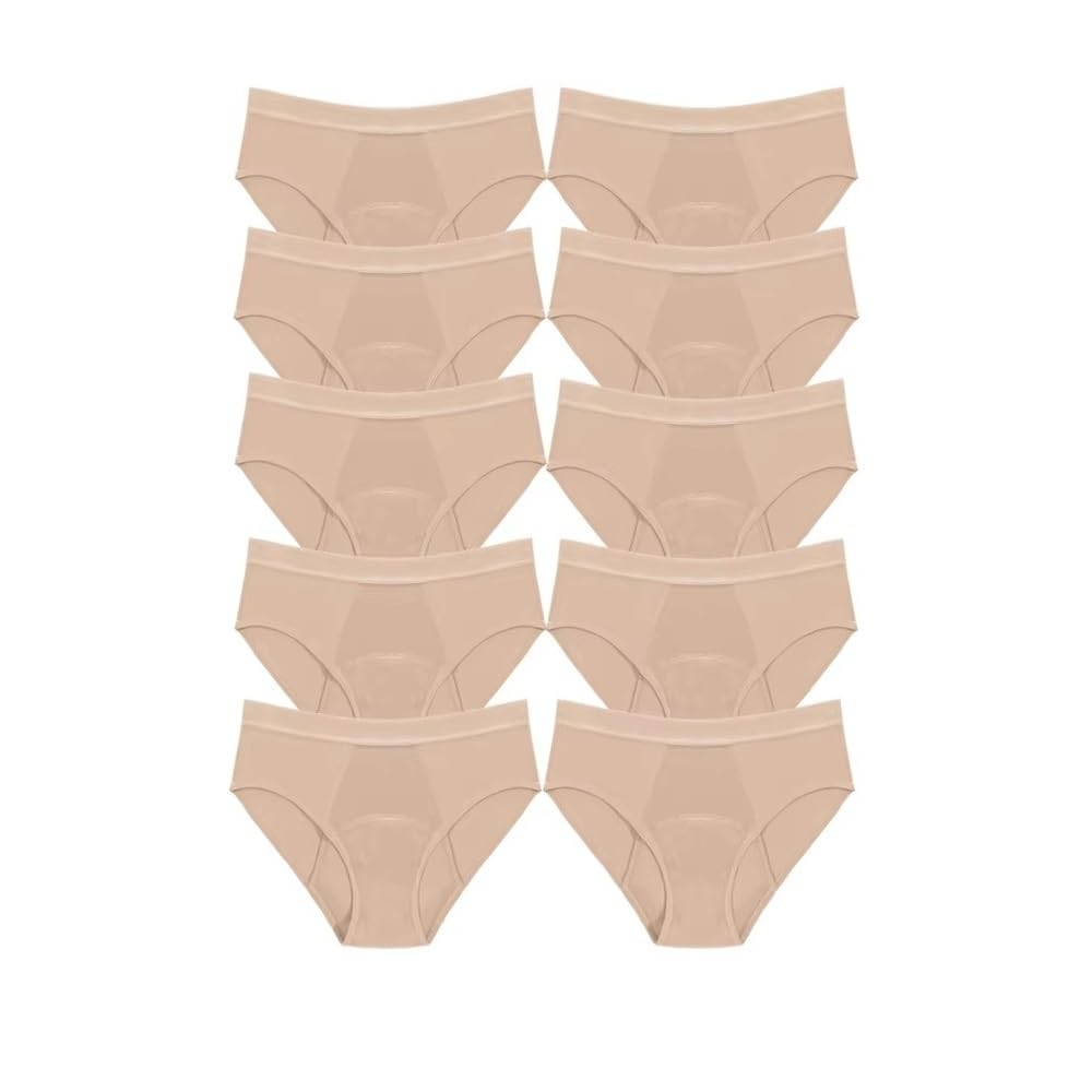 Paquete de 10 Bragas Menstruales de Algodón para El Período Bragas A Prueba de Fugas y Flujo Abundante Bragas Posparto para Adolescentes Bragas Cómodas Ropa Interior Suave para La Piel M