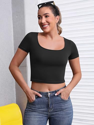 Maglietta da donna a maniche corte, casual, estiva, basic, s...