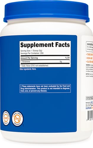 Image of Nutricost L-Glutamine Powder 1 KG - Unflavored, Non-GMO, Gluten Free (Pack of 3)