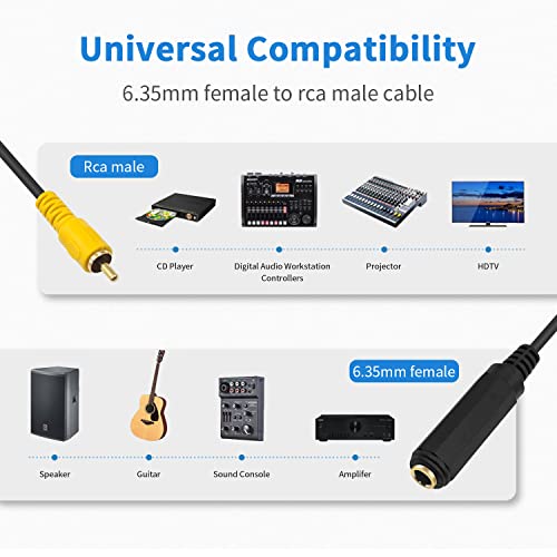 Cable de 1/4 a RCA hembra mono a macho adaptador de audio Duttek de 30cm 5