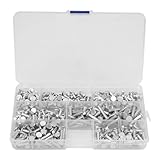 Solid Rivets Kit - Flat Head Design Multiple Solid Rivets Assortment Kit Length 4/6/8/10/12/16/20mm with Plastic Box for Industrial Fastening