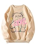 Floerns Women's Letter Graphic Print Long Sleeve Sweatshirt Pullover Tops Khaki L