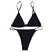 RELTANGL Women's Bikini Halter Top Tie Side Bottom Swimwear Bikini Set,Black, Large