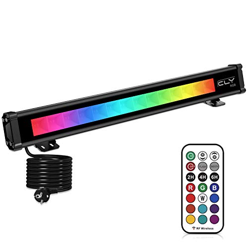 Projecteur LED Couleur 42W, CLY RGB Spot LED Couleur, Projecteur LED Exterieur avec Télécommande RF 360 u00b0, Lumière Ambiance Exterieur, 6 Modes Fonction de Mémoire, Minuterie, IP66 Pour Fête Patio bar