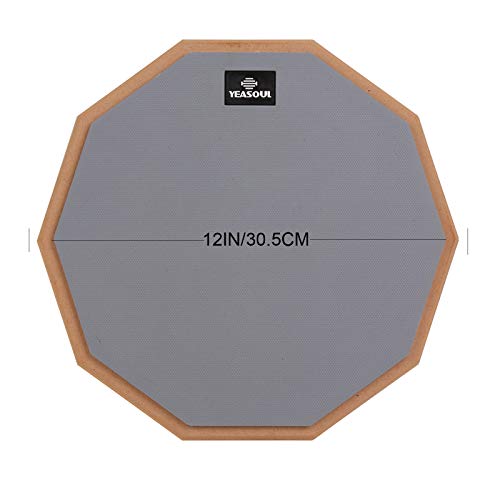 12 inch drum pad,double sided drum pads,snare drum pad with drumsticks and storage bag for drum practice beginner (12\'\', Gray)