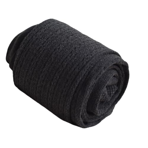 Collants thermiques en tricot torsadé pour femme - Legging d'hiver en coton épais - Collants à haute élasticité - Plusieurs couleurs disponibles - Legging amincissant à haute élasticité, Noir , No