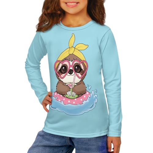 Image of Girls Long Sleeve Shirt with Cute Graphic Casual Pullover Tops 3-16Y