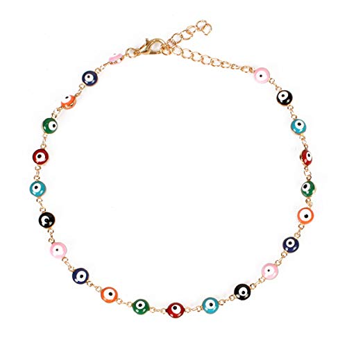 Colourful Evil Eyes Choker Gold Necklace Gift Her Jewelry for Women Girls
