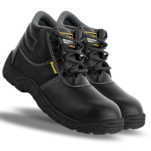 Image of ELECANT Lace-up Steel Toe, PVC Sole and Rexine Upper Black Safety Shoes for Construction, Factory and Industrial Work||Safety Shoes for Men