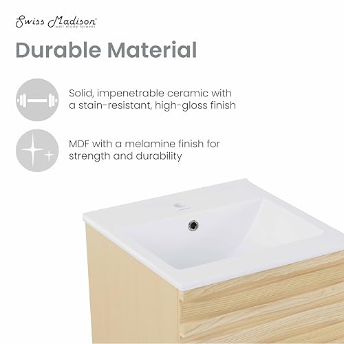 Image of Swiss Madison Cascade 18 inch Bathroom Vanity in Natural Oak