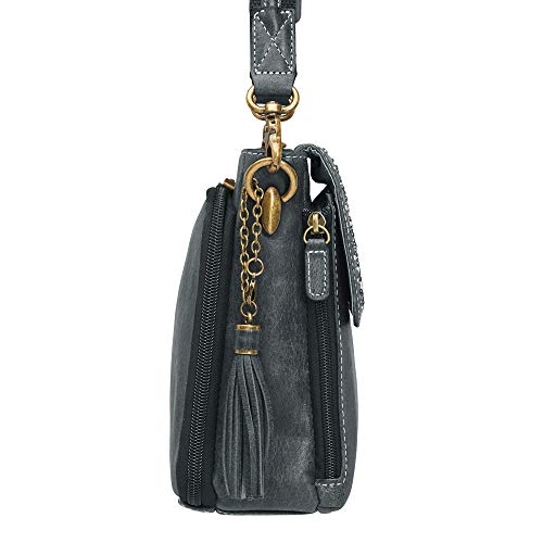 Gun Tote'n Mamas womens Tote'n (Grey) Distressed Buffalo Leather Crossbody Organizer Purse by Gun Tote n Mamas, Grey, Medium US3