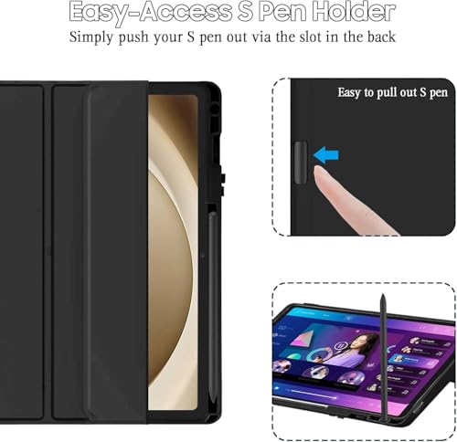 Image of TechTrendz Smart Trifold Flip Case for Samsung Galaxy Tab A11 8.7 inch [SM-X133, SM-X135] Support S Pen Magnetic Attachment Shockproof Trifold Stand Flip Cover Tab A11 Auto Wake /Sleep (Black)