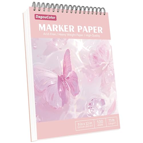 DagouColor Papier Marqueurs D'alcool, 9 'x12' Déchirable Coussinet Dessin L'épreuve Anti-fuite, 60 Feuilles(120 Pages) Double-côté sans Acide Spirale Livre de Croquis Artistes Enfants Adultes