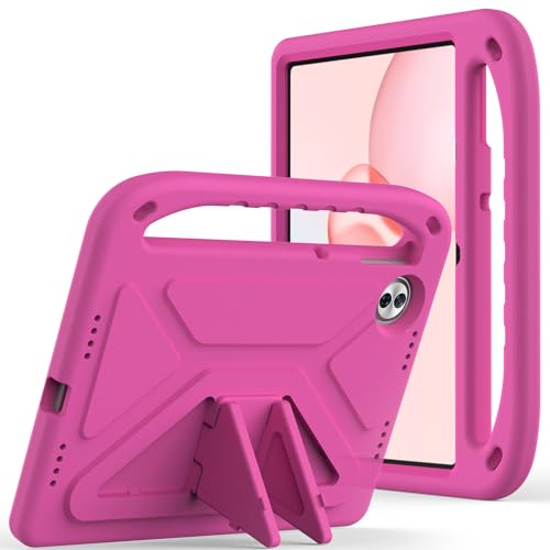 Funda compatible con Huawei Honor Pad 10 de 12.1 pulgadas 2025 para niños, ligera funda protectora de EVA apta para niños, a prueba de golpes, soporte de asa, funda resistente para tablet (rojo rosa)