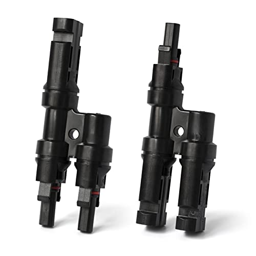 OSXCAUES 1 Par Conector Ramal Solar MFF MMF Conector Fotovoltaico T Branch para conexión en paralelo entre paneles solares Cover