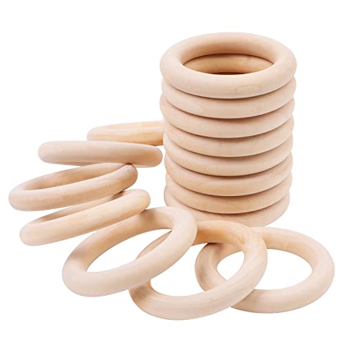 60 Anneaux En Bois Naturel - 3 Cm - Pour DIY, Déco, Bijoux, Artisanat