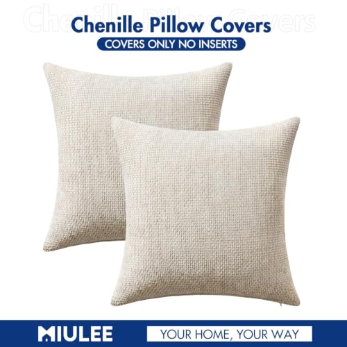 Image of MIULEE Decorative Neutral Beige Euro Sham Pillow Covers 26x26 Inch 2 Pack