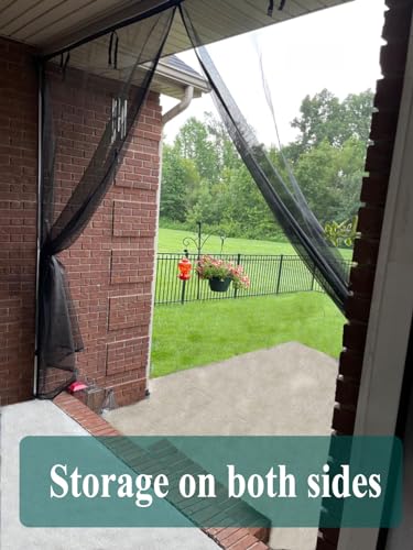 Image of Magnetic Garage Door Screen 15x9ft for 1 2 Car Garage Carport Patio Porch | Retractable Fiberglass Privacy Mesh, Weighted Bottom, Kids & Pets Friendly, Easy Installation, Windproof, Repair Pieces