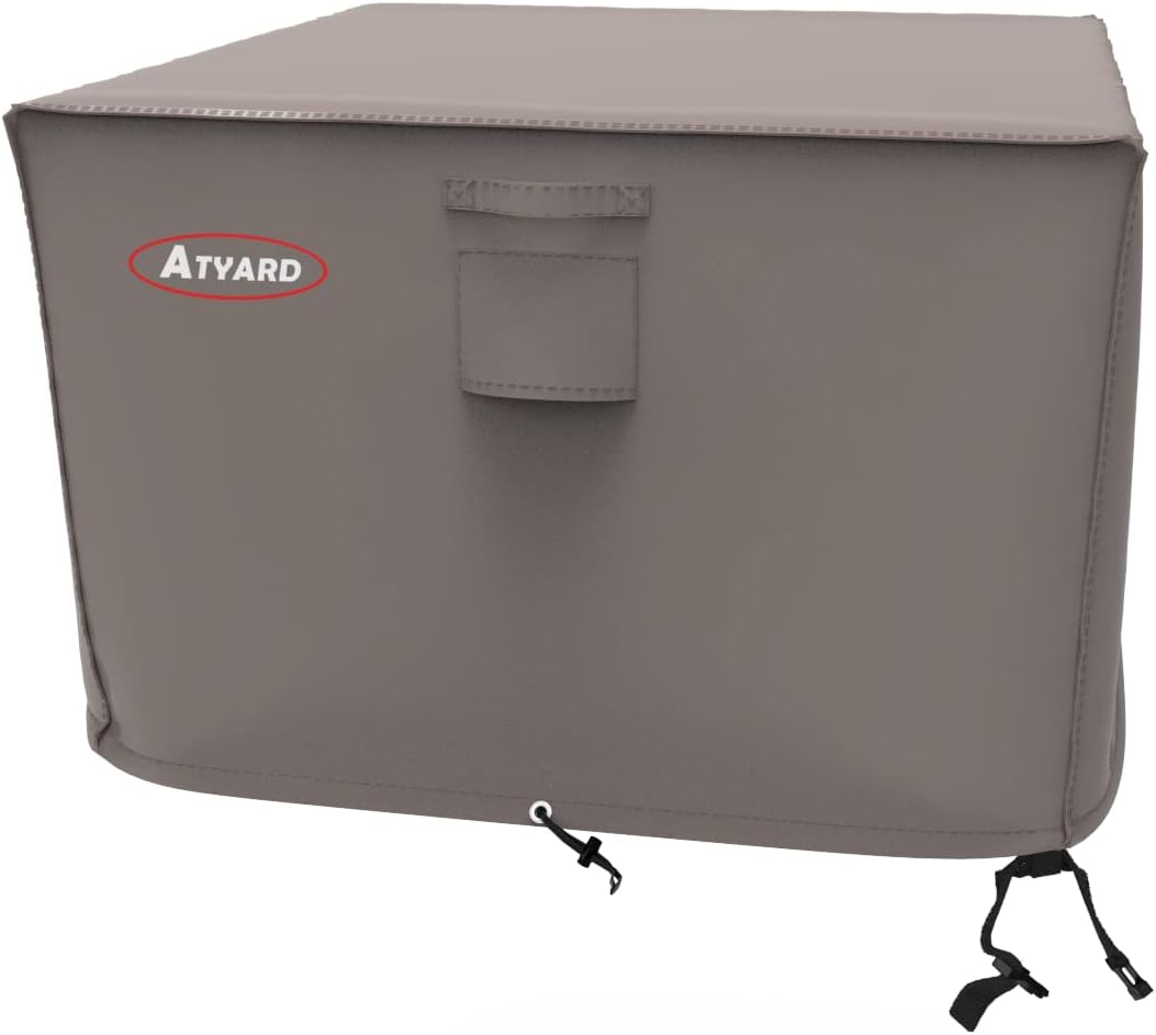 Atyard Gas Fire Pit Cover Rectangular 54x35x24 inch - Waterproof Windproof Anti-UV Heavy Duty Patio Firepit Furniture Covers Gray